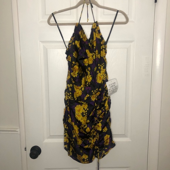 For Love & Lemons Leah Ruched Floral Halter Dress - Picture 4 of 15